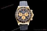 Rolex Daytona Swiss 4130 V2 Yellow Gold Black Rubber Strap Watch - AR Replica Watches